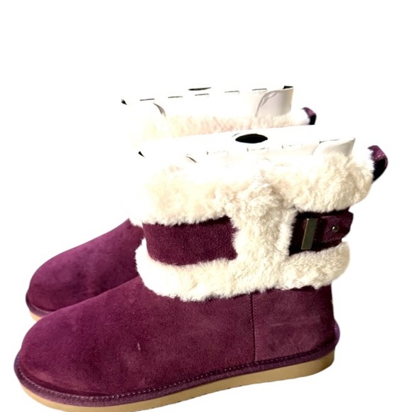 Koolaburra Purple Ankle Boots with Faux Fur - Picture 1 of 4